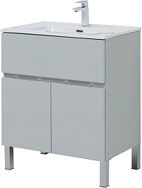 Aquanet Тумба с раковиной Алвита New 70 1 ящик 2 дверцы серая матовая – фотография-3